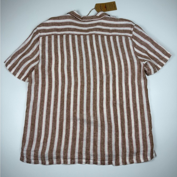 NWT Faherty Men's Palma Linen Camp Shirt Brown Stripes Size L Surfer Resort - Picture 10 of 10